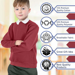 Kids Girls Boys Sweatshirt  Plain Crew Round Neck Uniform  Age 2-13 Years