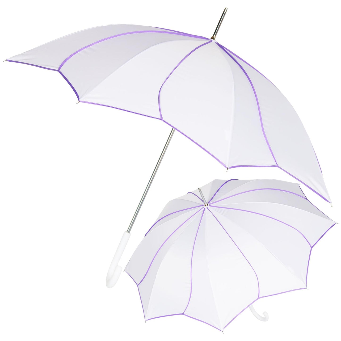 A2Z Wedding Umbrella 46" Auto Open Dome Dual Flower Piping Bride Groom Brolly