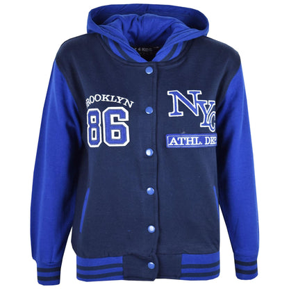 A2Z 4 Kids Girls Boys Baseball NY ATHLETIC Hooded Trending Jacket Age 5-13 Years