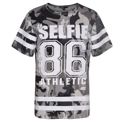 Girls Top Kids Designer's #Selfie 86 Camouflage T Shirt & Legging Set 7-13 Years