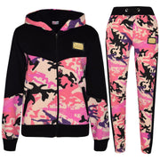 A2Z 4 Kids Girls Cotton Tracksuit Camouflage Baby Pink Fleece Hoodie Top Joggers Bottom Suit Set Age 2-13 years