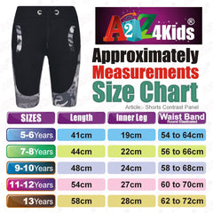 Kids Shorts Girls Boys Fleece Camouflage Panel Chino Short Knee Length Half Pant