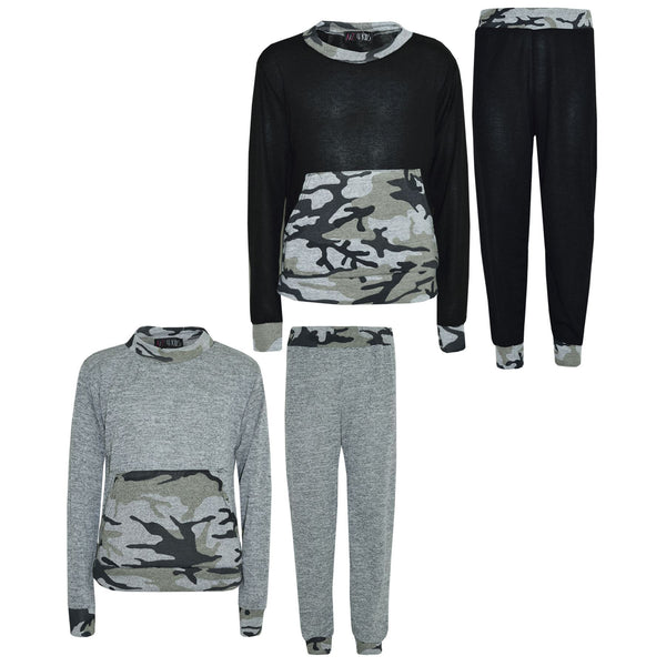 Kids Jogging Suit Boys Girls Camouflage Contrast Lounge Suit Tracksuit 7-13 Year