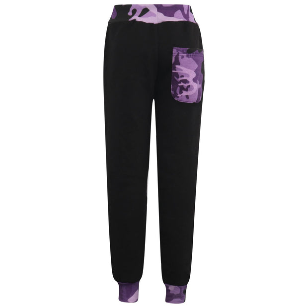 A2Z 4 Kids Girls Plain And Camo Purple Print Fleece Tracksuit Contrast Hoodie With Joggers Jogging Suit Sweatpants Gymwear Activewear Set Childrens Age 2 3 4 5 6 7 8 9 10 11 12 13 Years