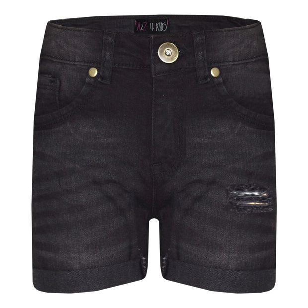 Kids Shorts Boys Girls Denim Ripped Chino Bermuda Shorts Knee Length 5-13 Years