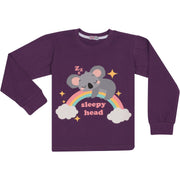 Kids Girls Pyjamas Rainbow & Koala Print Purple Lounge Suit Set - A2Z 4 Kids