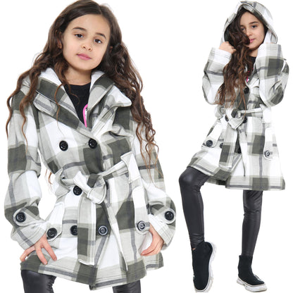 A2Z 4 Kids Parka Jacket Hooded Warm Jacket Oversized Belted Cuffs 5 -13 Years