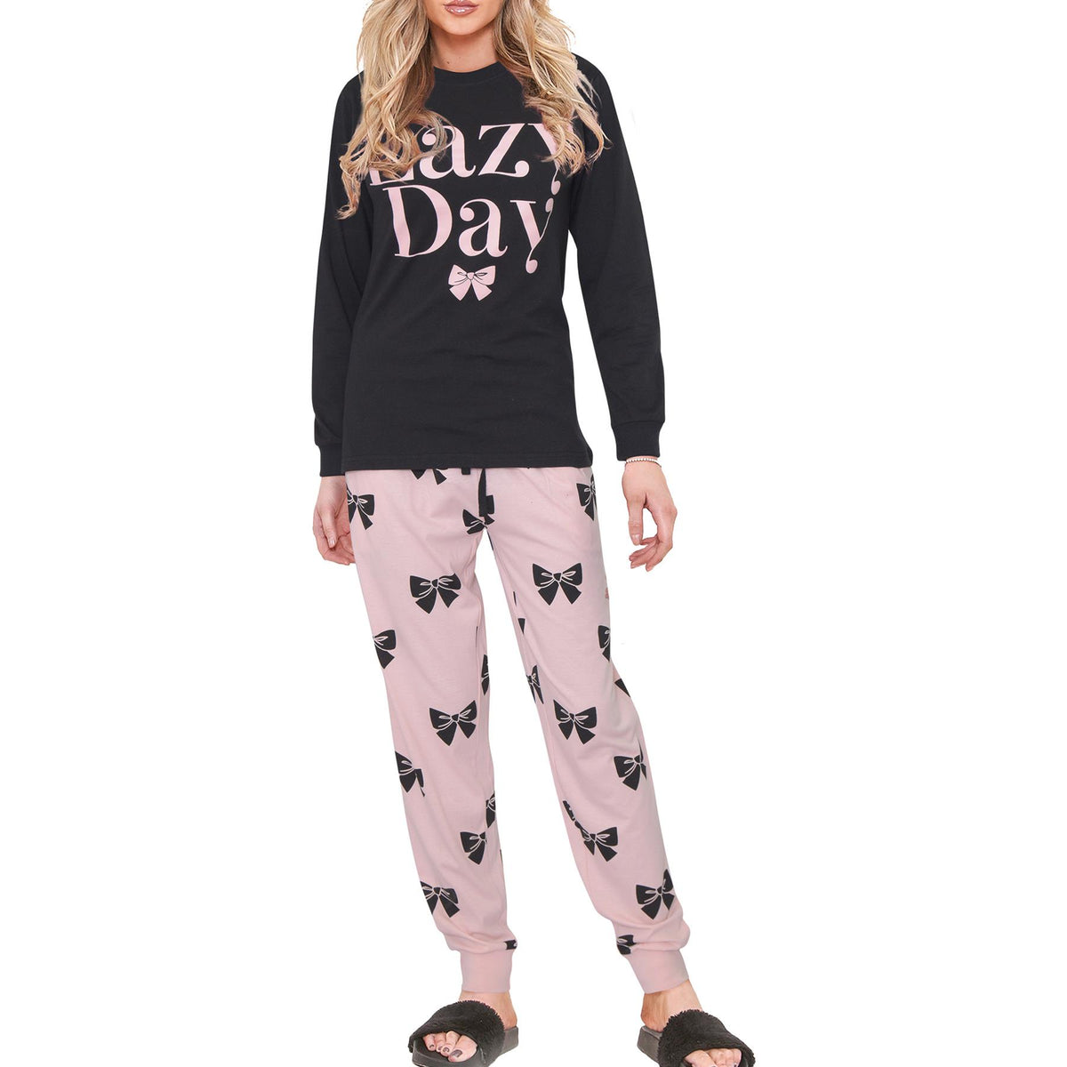 Ladies Cute Soft Cotton PJS Long Sleeve Top and Bottoms for Women Lounge Set
