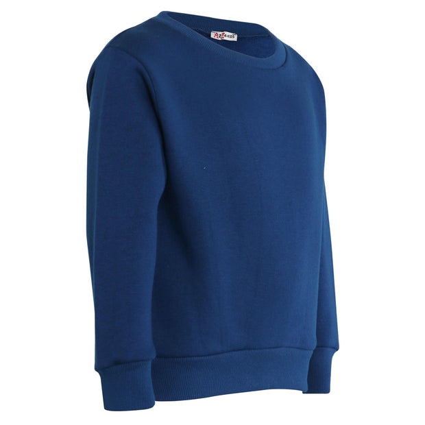 Kids Plain Tracksuit Sweatshirt Set Jumper and Bottoms PE School Girls Boys 2-13