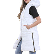 A2Z Ladies Adults Sleeveless Gilet Oversized Hooded White Quilted Gilet Padded Long Line Vest Jacket Sleeveless Coat Urban Winter Wear