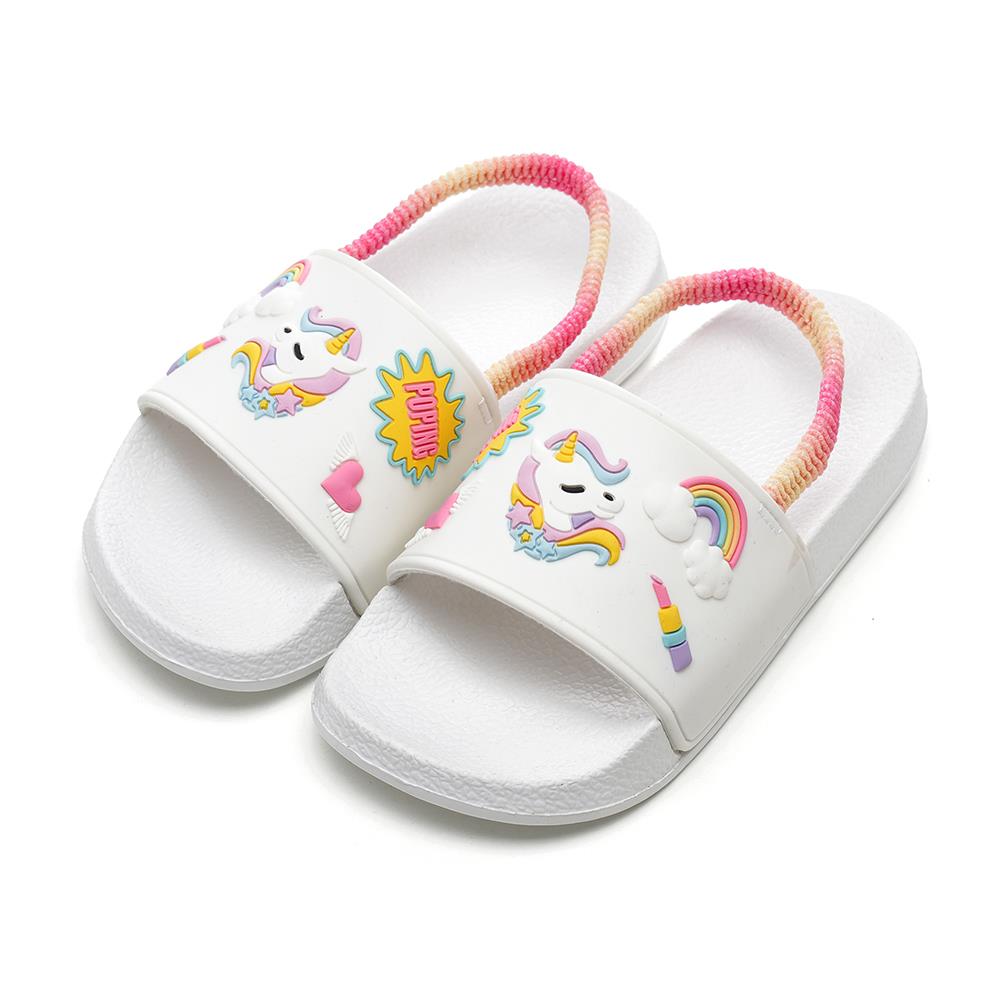 Girls EVA Sliders Heart & Unicorn Print Slip-On Summer Holiday Beach Pool Slides