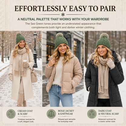 A2Z Ladies Hats Cable Chunky Bobble Knit Pom Pom Winter Warm Cozy Women Caps