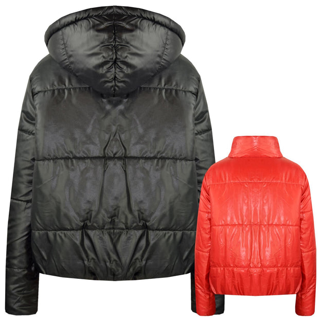 Girls Jackets Kids Reversible Cropped Hooded Padded Puffer Jacket Coat 5-13 Year