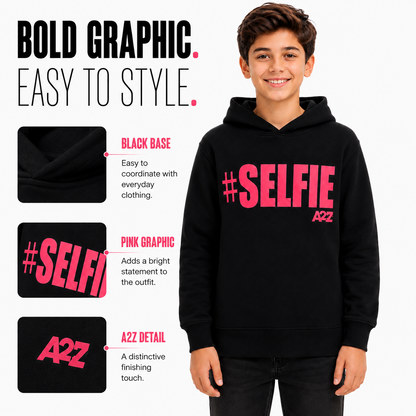 Kids Girls Boys Sweat Shirts Tops #Selfie Hooded Jumpers Hoodies New Age 2-13 Yr