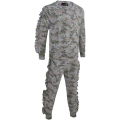 Kids Jogging Suit Girls Plain Frill Sleeve Lounge Suit Tracksuit Top Bottom 2-13