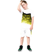 Kids Roses Gradient Top & Shorts Set Two Tone Colour Girls Boys Age 5-13 Years