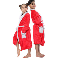 Kids Soft Fleece Bathrobe Dressing Gown Hooded Swim Beach Girls Boys 2-13 years