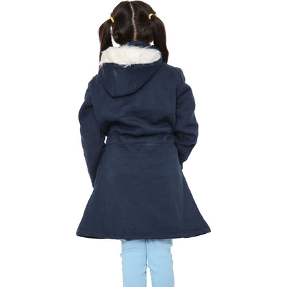 Kids Hooded Camo Parka Jacket Faux Fur Coat For Girls Age 5-13 Years