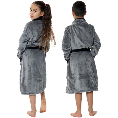 Kids Soft Fleece Bathrobe Dressing Gown Hooded Swim Beach Girls Boys 2-13 years