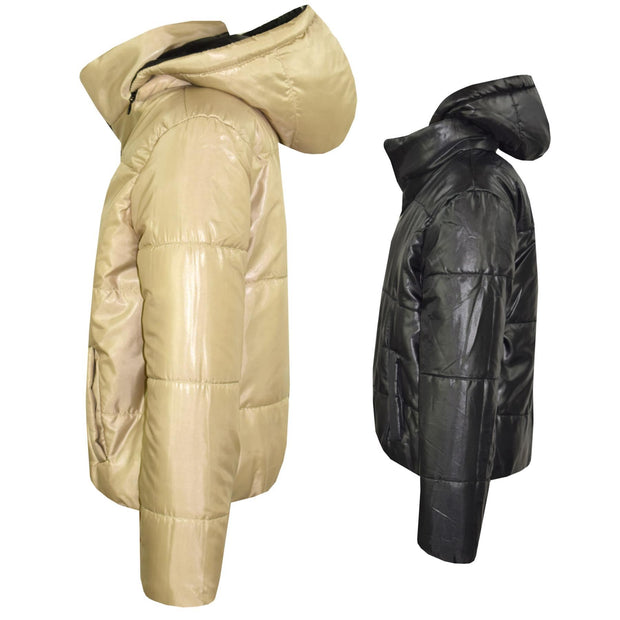 Girls Jackets Kids Reversible Cropped Hooded Padded Puffer Jacket Coat 5-13 Year