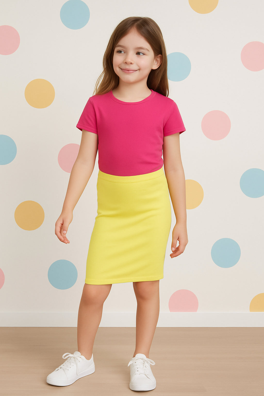 Kids Girls Plain Pencil Skirt Trendy Summer Clothing Sets Age 5-13 Years