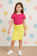 Kids Girls Plain Pencil Skirt Trendy Summer Clothing Sets Age 5-13 Years