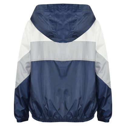 A2Z 4 Kids Windbreaker Navy Waterproof Raincoat Jackets Contrast Panels Shower Resistant Lightweight Hooded Coat Girls Boys Age 5-13 Years - A2Z 4 Kids