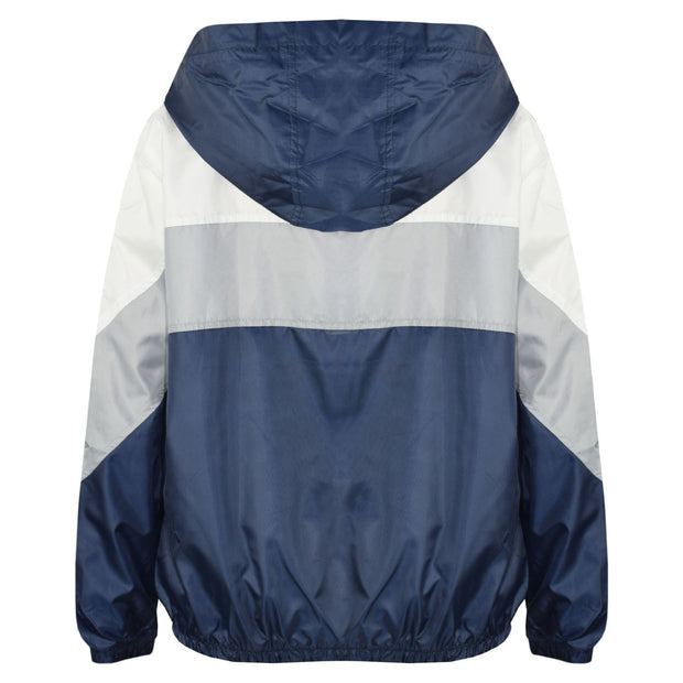 A2Z 4 Kids Windbreaker Navy Waterproof Raincoat Jackets Contrast Panels Shower Resistant Lightweight Hooded Coat Girls Boys Age 5-13 Years - A2Z 4 Kids