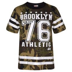 Boys Top Kids Designer Brooklyn 76 Camouflage T Shirt Tops & Trouser Set 5-13 Yr