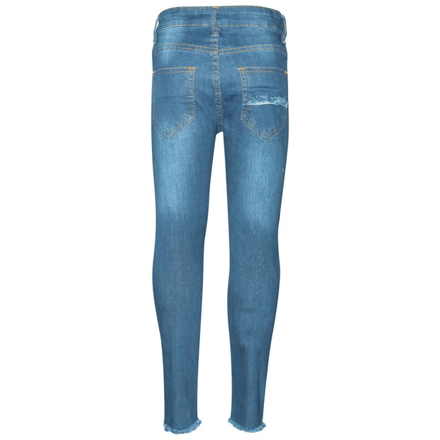 Kids Girls Stretchy Ripped Jeans Denim Skinny Fashion Frayed Pant Jegging 3-13 Y