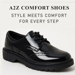 A2Z Girls Teens Ladies Brogue School University Office Lace Up PU Leather Shoes
