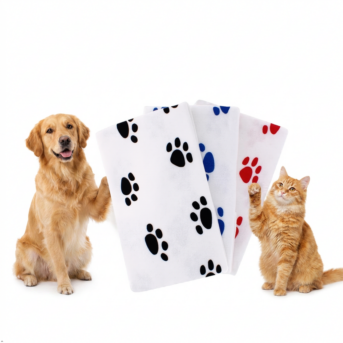 A2Z Cosy Fleece Pet Blanket 70 x 70 cm Soft Paw Print Polyester Mat