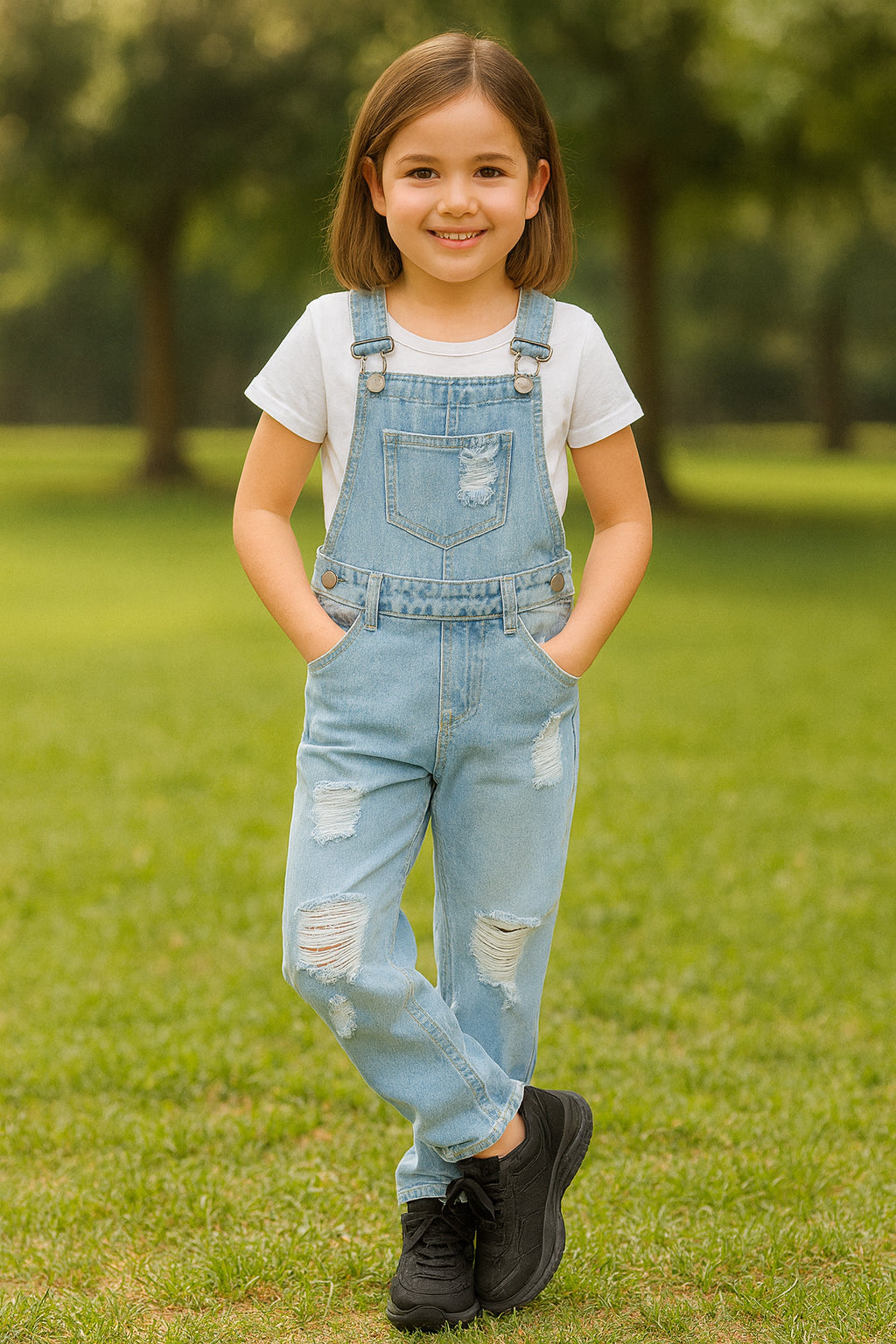 A2Z 4Kids Girls Dungaree Ripped Jeans   Overall All In One Jumpsuit 5-13 Years