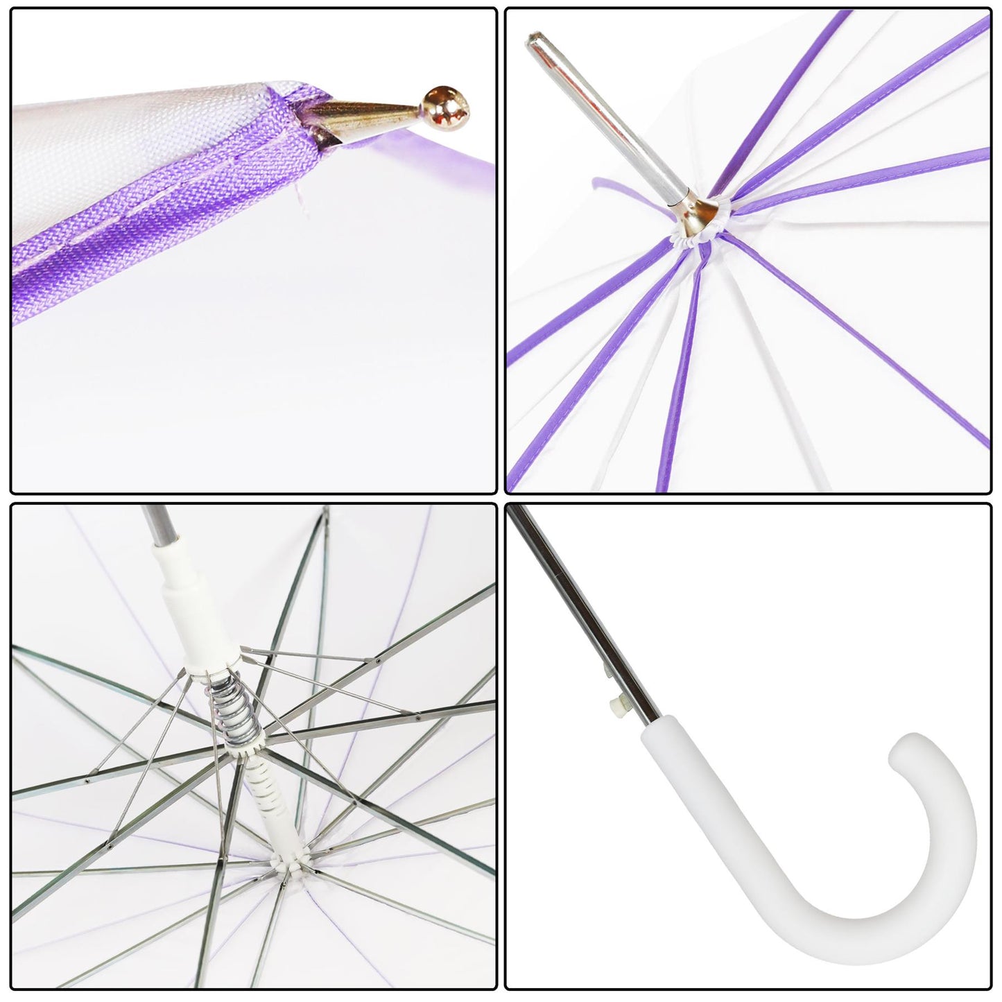 A2Z Wedding Umbrella 46" Auto Open Dome Dual Flower Piping Bride Groom Brolly