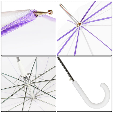 A2Z Wedding Umbrella 46" Auto Open Dome Dual Flower Piping Bride Groom Brolly