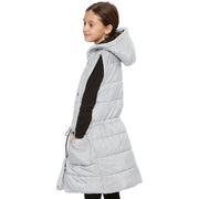 A2Z Kids Girls Down Vest Fashion Oversized White Hooded Quilted Gilet Padded Long Line Vest Jacket Long Sleeveless Coat Urban Winter Wear Age 7-13 Years