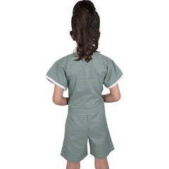 Kids Girls Gingham School Playsuit Check Summer Dresses With Matching Scrunchies