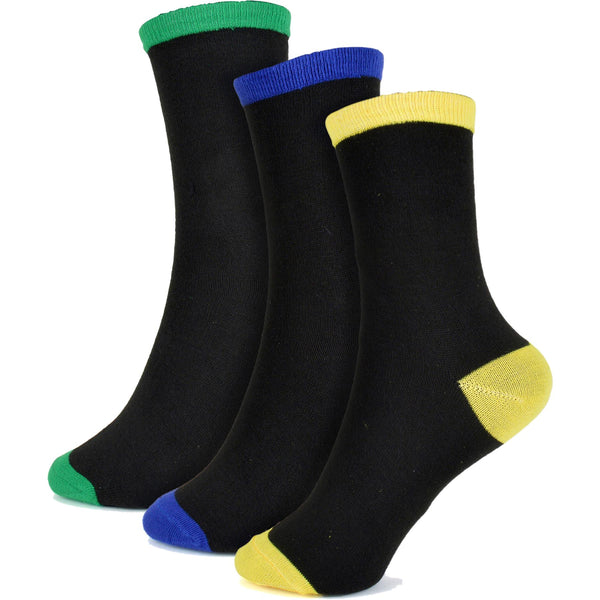 Kids Boys Stylish Comfortable Contrast Heel & Toe 3 Pack Socks Premium Quality