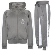 A2Z 4 Kids Girls Boys Tracksuit Designer's A2Z Embroidered Steel Grey Contrast Panelled Fleece Hooded Hoodie Top Bottom Running Jogging Workout Gym Suit Joggers Age 5 6 7 8 9 10 11 12 13 Years