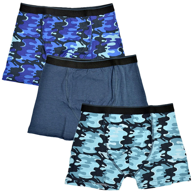 A2Z 4 Kids Boys Boxer Pack Of 3 Plain Camouflage Knickers Cotton Mix Underpants