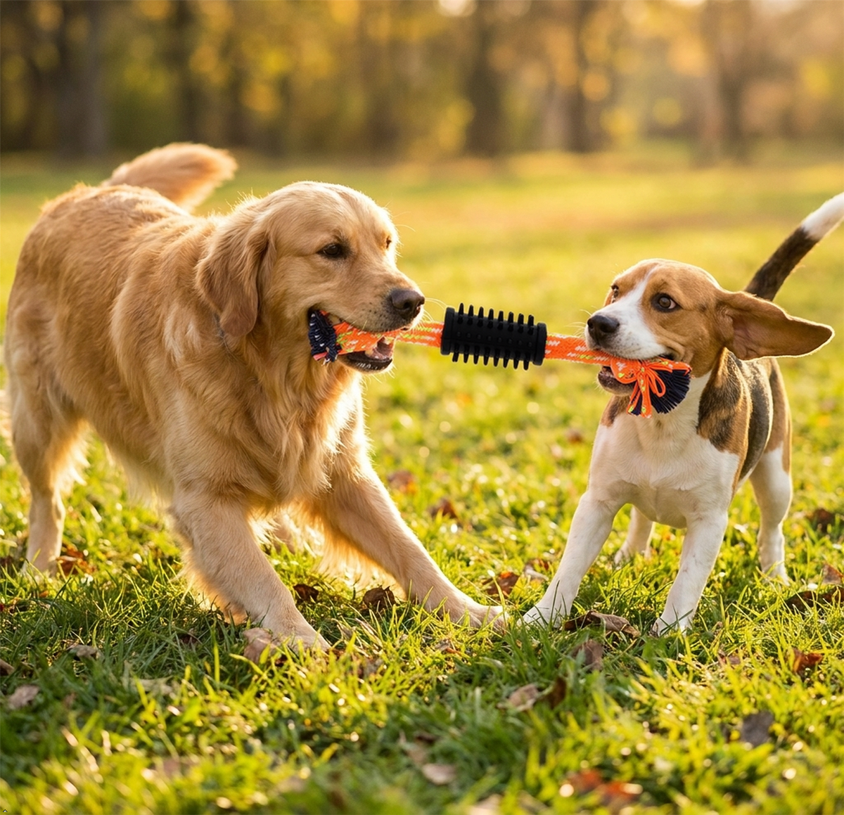 A2Z Knotted Dog Rope Chew Toy With Rubber Grip For Tug And Fetch Play