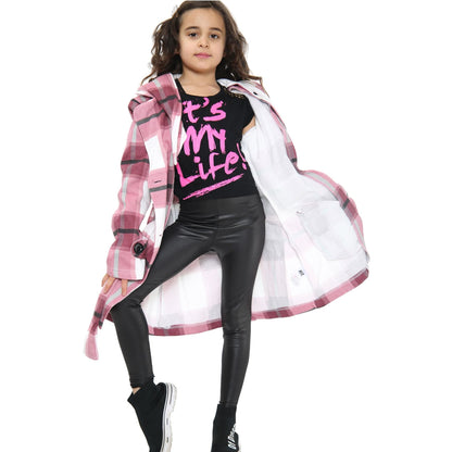 A2Z 4 Kids Parka Jacket Hooded Warm Jacket Oversized Belted Cuffs 5 -13 Years