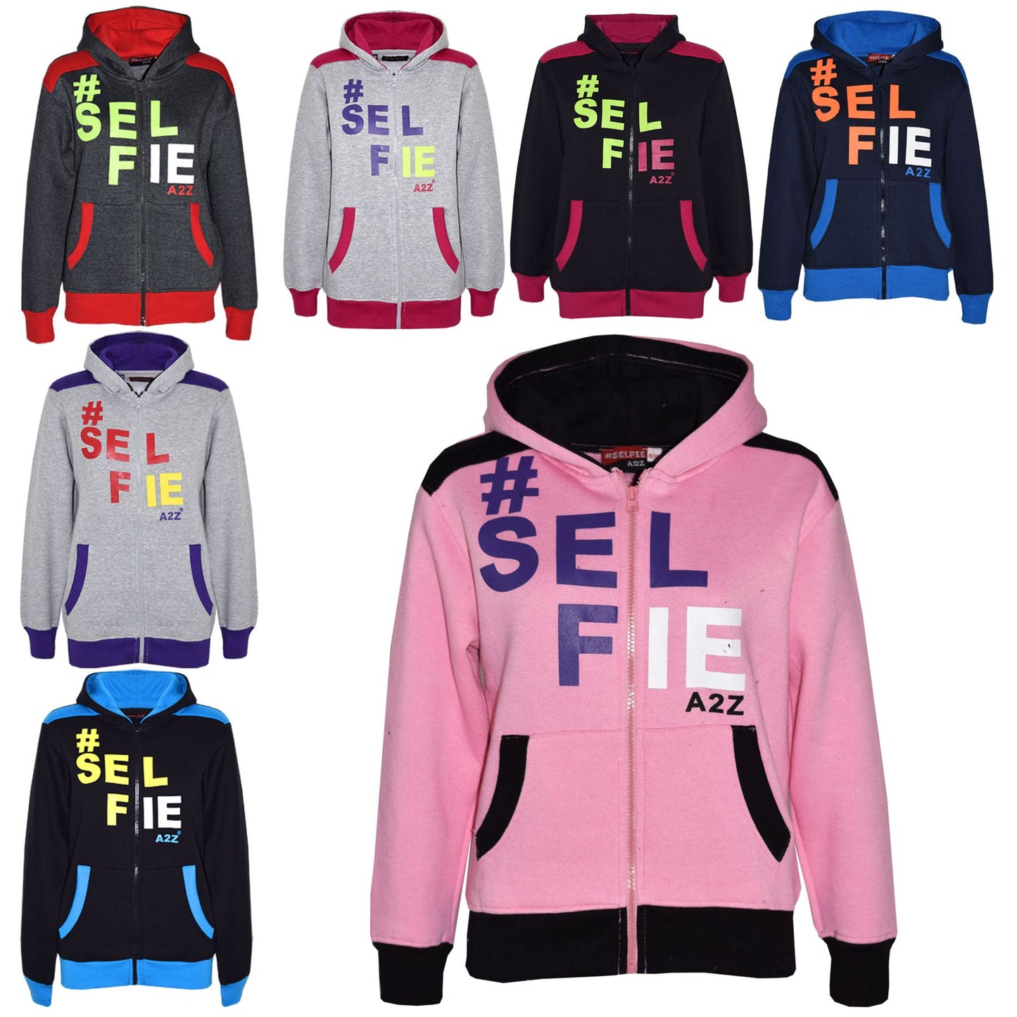 Kids Girls Boys #Selfie Tracksuit Hooded Hoodie Bottom Jog Suit Joggers 7-13 Yrs