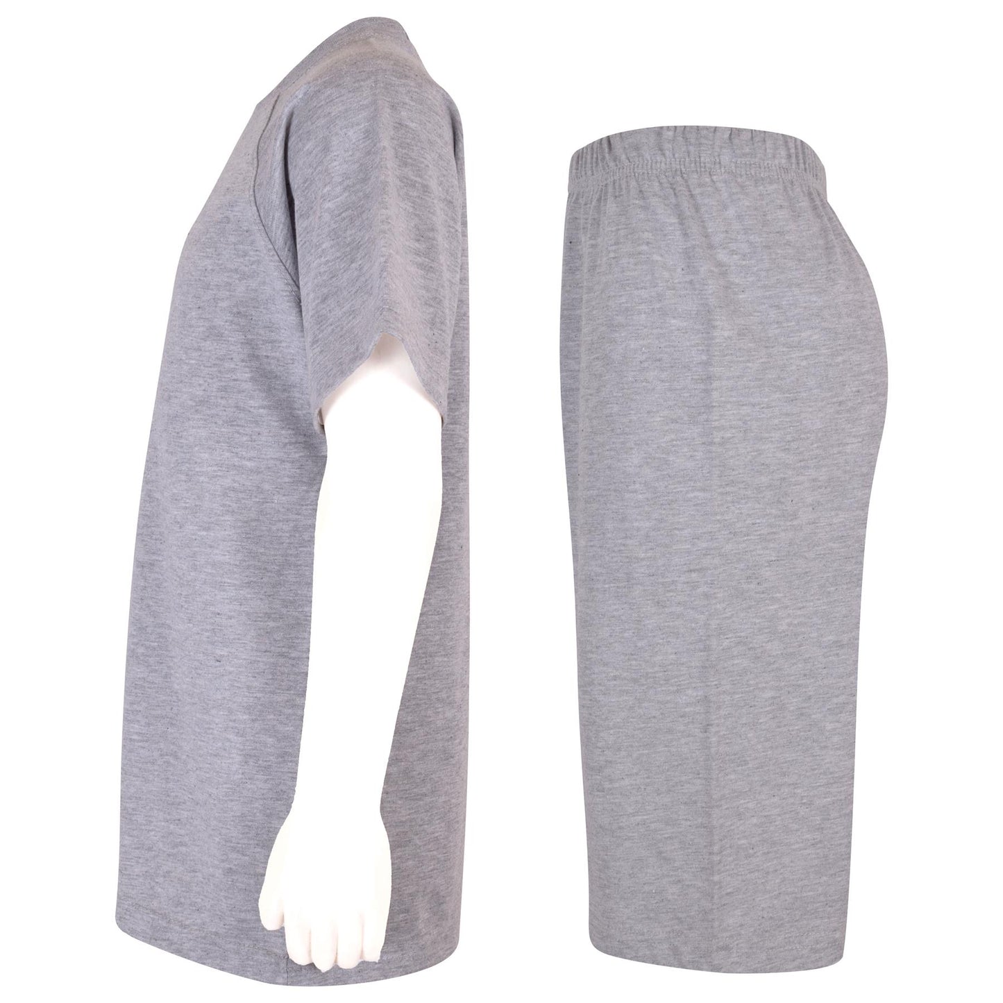 Kids Girls Boys Raglan Sleeves Plain Pyjamas 2 Piece Comfortable Shorts Set 5-14