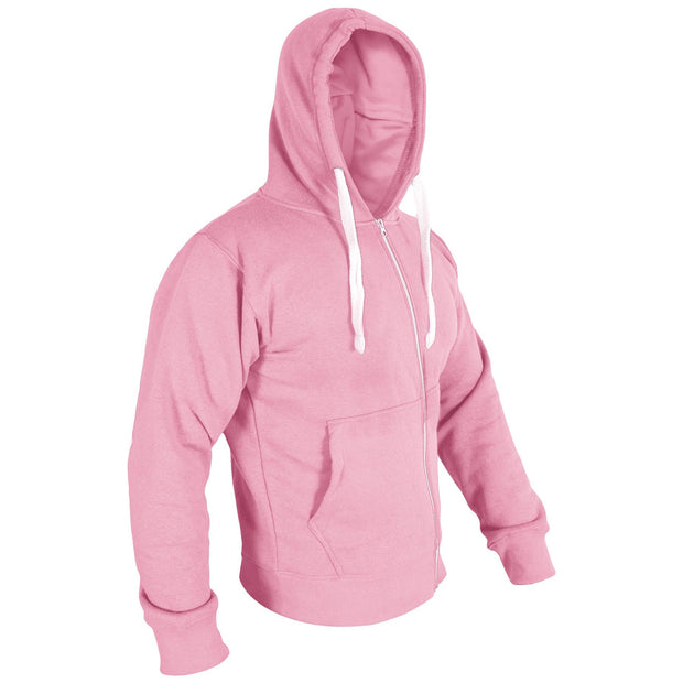 Mens Fleece Plain Zipper Hooded Long Sleeve Sweatshirt For Adults S-4XL