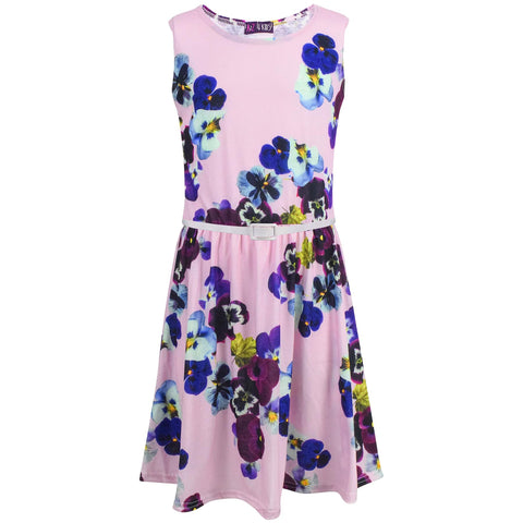 Kids Girls Skater Dress Sleeveless Baby Pink Party Fashion Summer Dresses
