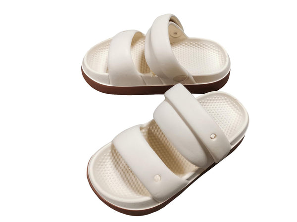 Kids Girls Sandals Flat Open Toe Summer Beach Slip-On Soft Sole Pillow Sliders