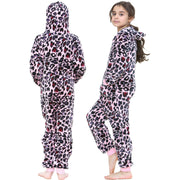 A2Z 4 Kids Girls Onesie Leopard Pyjama Sets Onesie One Piece Hooded All In One