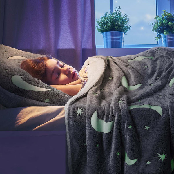 Double Duvet Cover Set Glow In The Dark Moon Stars Super Warm Two Pillow Case