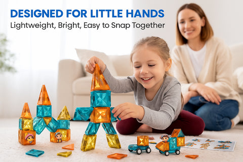 A2Z 4 Kids 68PCS Magnetic Building Blocks 3D Construction Set for Kids Ages 3-8+